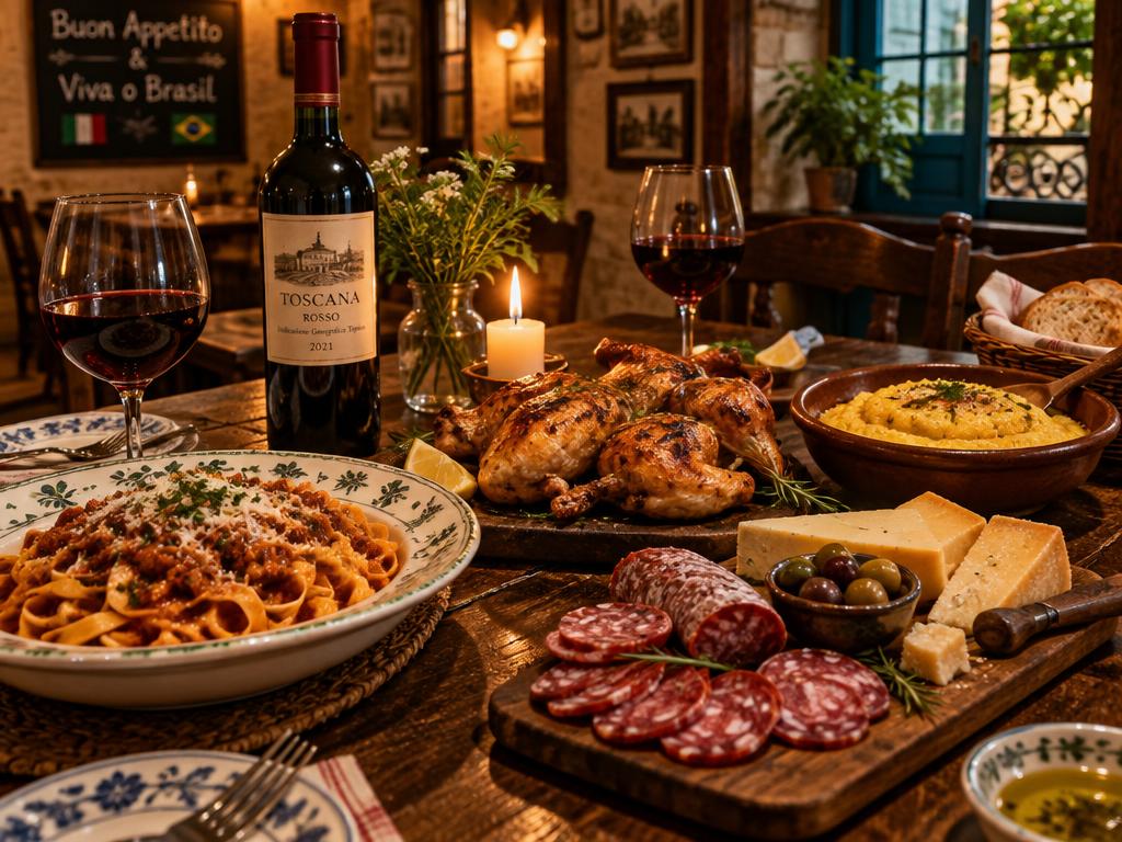 Mesa com pratos da gastronomia regional